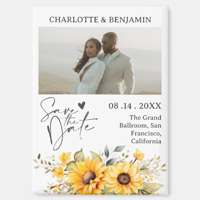 Imán Girasol Rústico Ahorra la Fecha de la Boda (Anverso)
