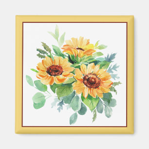 Imán Girasoles acuarela