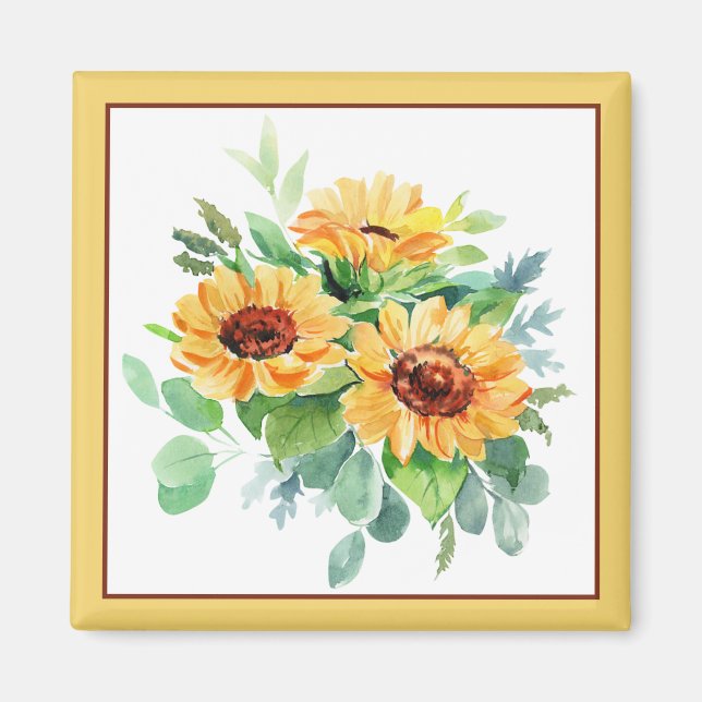 Imán Girasoles acuarela  (Frente)