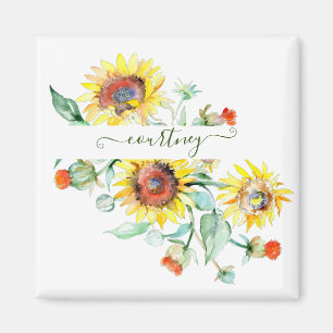 Imán Girasoles acuarela personalizados