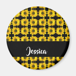 Imán girasoles amarillos en negro