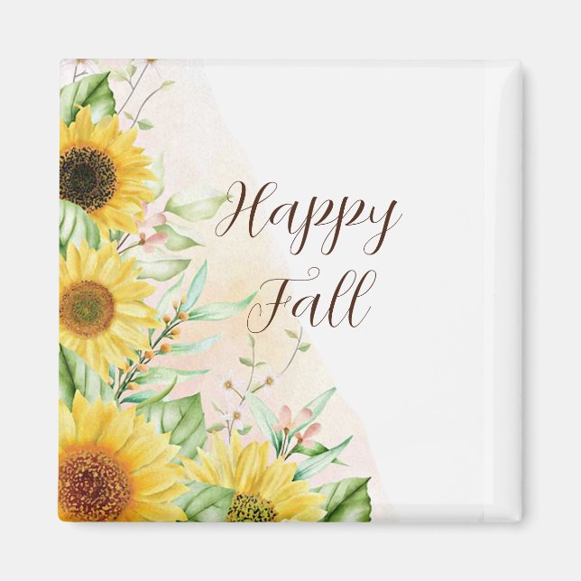 Imán Girasoles de otoño con texto personalizable  (Frente)
