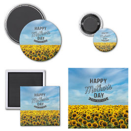 Imán Girasoles Elegantes Floral Mejor Mamá