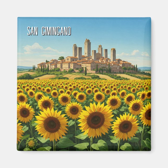 Imán Girasoles en San Gimingano Italia Viajes (Frente)