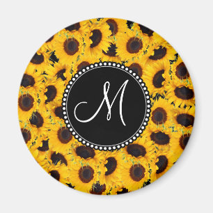 Imán Girasoles hermosos vibrantes del monograma