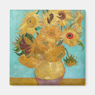 Imán Girasoles, pintura de naturaleza muerta postimpres