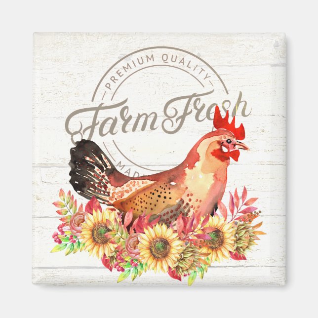 Imán Girasoles y pollo granja fresca  (Frente)