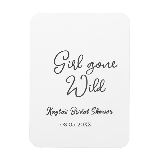 Imán Girl gone wild bridal shower name date simple mini (Vertical)