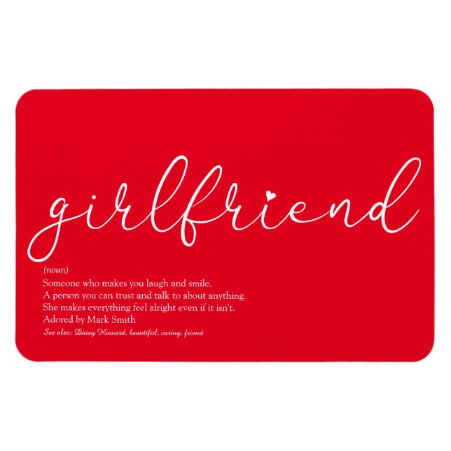 Imán Girlfriend Definition Script Love Heart Red (Horizontal)