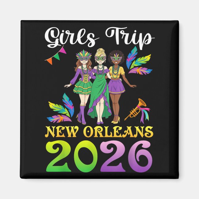 Imán Girls Trip New Orleans 2026 Mardi Gras Day Squad T (Frente)