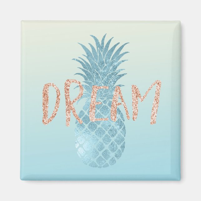 Imán Girly Aqua Glam Tropical Pineapple Pink Dream (Frente)