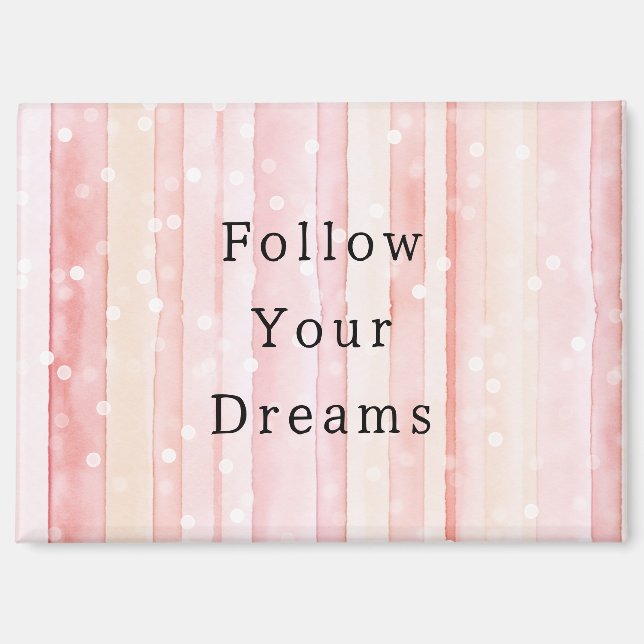 Imán Girly Blush Pink Stripes White Dots Dreams (Anverso)