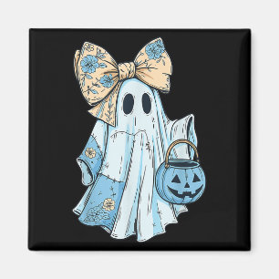 Imán Girly Halloween Blue Denim Floral Calabaza Preppy