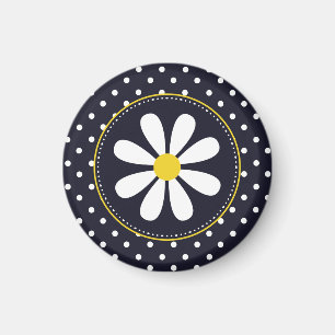 Imán Girly Mod Daisies y los puntos de Polka