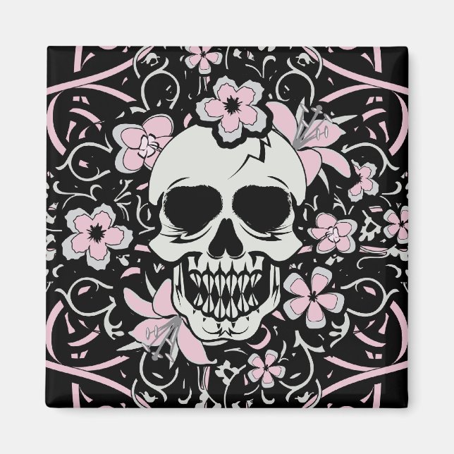 Imán Girly Vintage Skull (Frente)