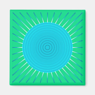 Imán Giro geométrico moderno - azul y verde jade