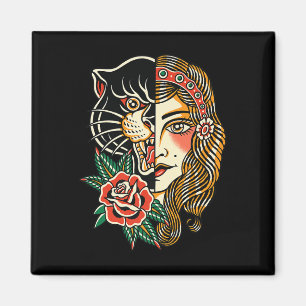 Imán Gitano pantera estadounidense tradicional tatuaje 