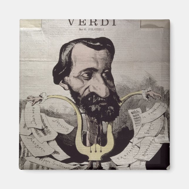 Imán Giuseppe Verdi , caricatura, años 60 (Frente)