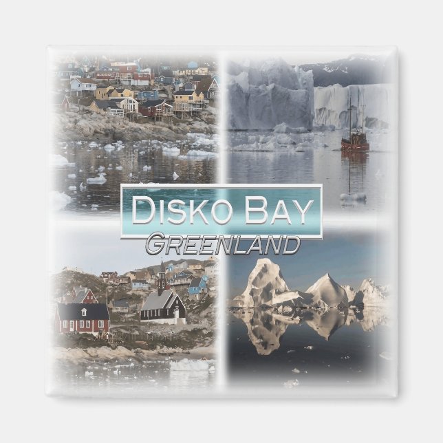 Imán GL0013 América, Groenlandia, Disko Bay, nevera (Frente)
