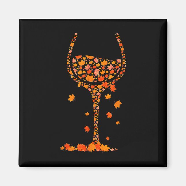 Imán Gl De Vino Maple Leaf Otoño Cae Gracioso Beber Vin (Frente)