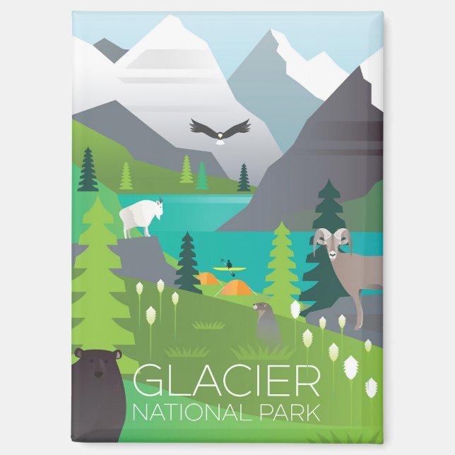 Imán Glaciar Parque Nacional Refrigerador Magnet (Anverso)