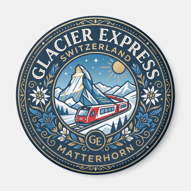 Imán Glacier Express y Matterhorn, Suiza (Frente)