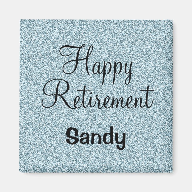 Imán Glam Happy Retirement Blue Silver Purpurina Sparki (Frente)