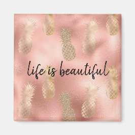 Imán Glam Pink Gold Pineapples