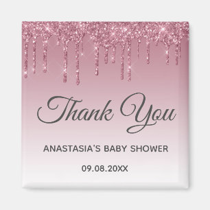 Imán Glam Purple Pink Rose Gold Gracias Baby Shower