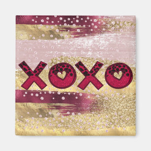 Imán Glam Purpurina Gold Red Luxe XOXO Valentines