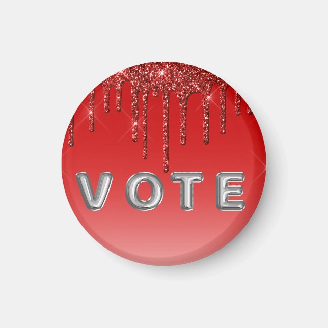 Imán Glam Red Glitter Drip  (Frente)