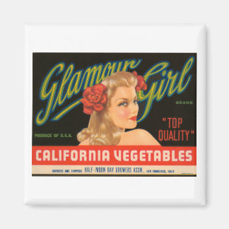 Imán Glamour Chica California Vegetables Vintage Crate 