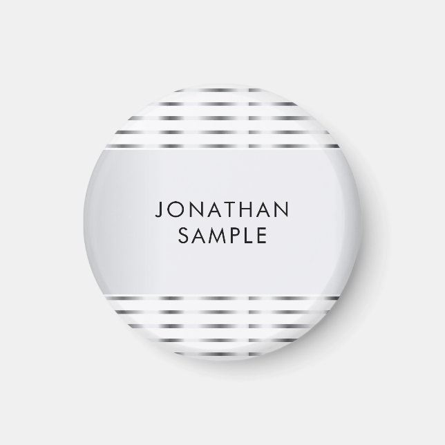 Imán Glamour de plata falso elegante plantilla moderna (Frente)