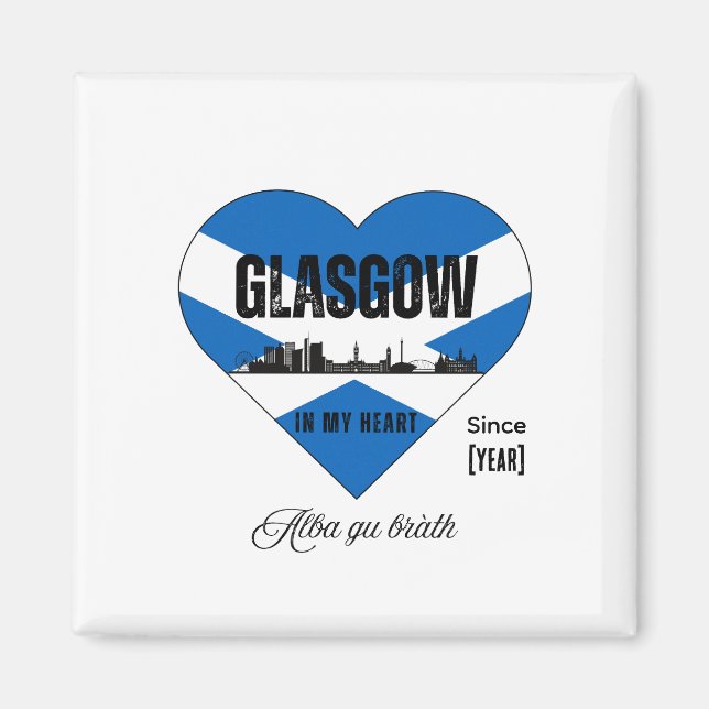 Imán Glasgow Escocia Skyline Heart - Desde [Año] (Frente)
