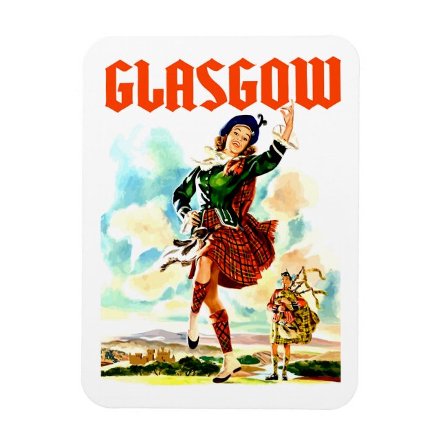 Imán Glasgow, mujer con kilt, (Vertical)