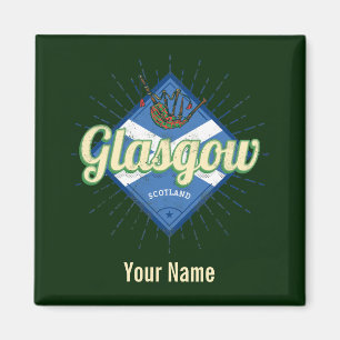 Imán Glasgow UK City Scotland Retro Bagpipes Vintage