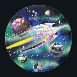 Imán Glass Rocket<br><div class="desc">The Glass Rocket is zooming through the void on a burning torch of flame. A classic Science Fiction theme to inspire a sense of wonder and adventure. This magnet shows the galaxy who’s the most daring explorer of outer space… you! Its magnetic energy may rocket you away into the cosmos...</div>