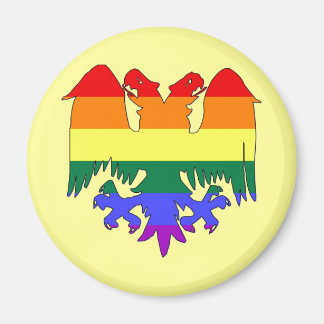 Imán GLBT Rainbow Pride Eagle de doble cabeza