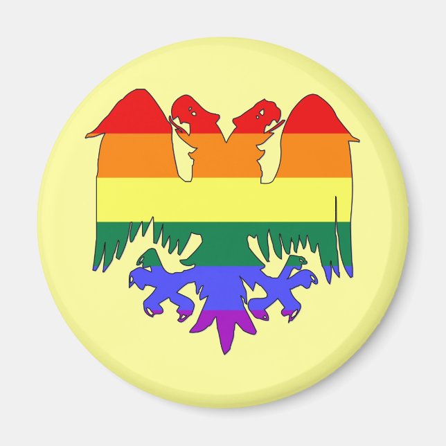 Imán GLBT Rainbow Pride Eagle de doble cabeza (Frente)