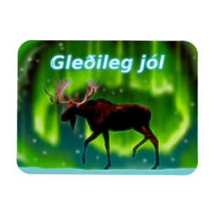Imán Gleðileg jól - Moose de las luces del norte