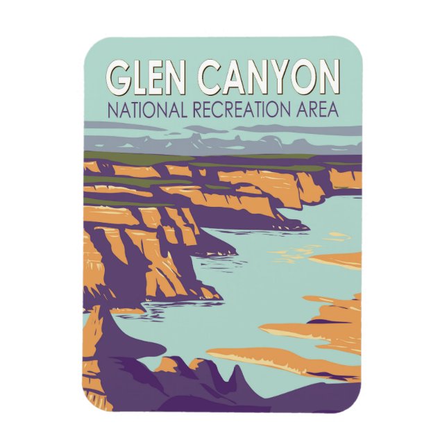 Imán Glen Canyon Lake Powell Travel Art Vintage (Vertical)