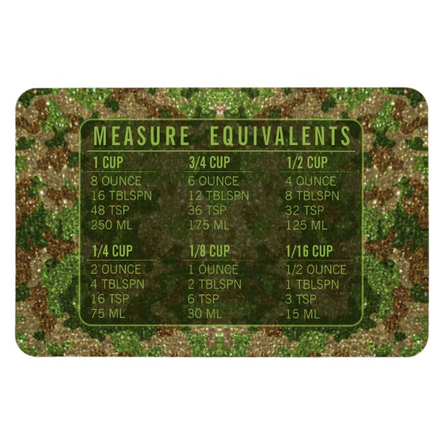 Imán Glitter Measuring Conversion Kitchen Measure Guide (Horizontal)