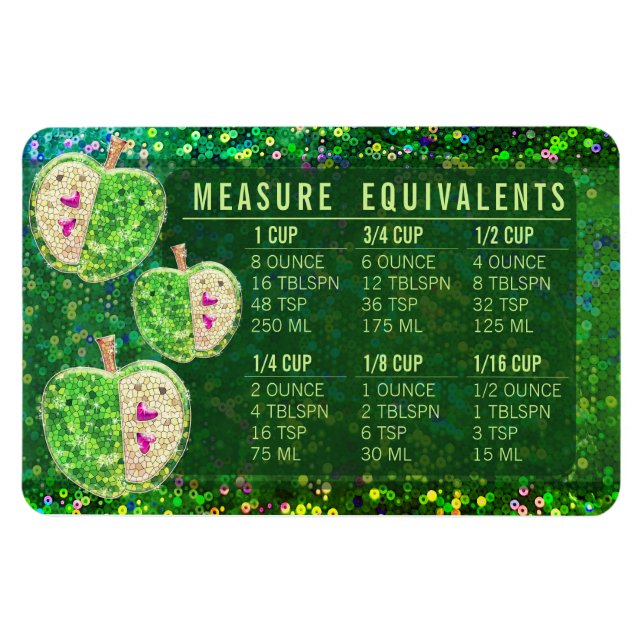 Imán Glitter Measuring Conversion Kitchen Measure Guide (Horizontal)