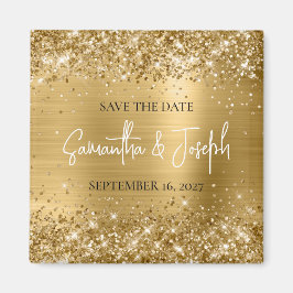 Imán Glittery Gold Foil Boda Save the Date