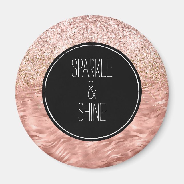 Imán Glitz de impresión de cebra rosa de moda (Frente)