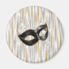 Imán Glitzy Gold Silver New Year Black Mask