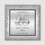 Imán Glitzy Silver y Black 25º Aniversario del Boda<br><div class="desc">Hermoso romántico, elegante, brillante y brillante aniversario 25 Bodas gracias a imán. Con un brillante marco de borde purpurinoso secuencial plateado sobre un fondo doble plateado y negro simple... Este ejemplo es para un 25º aniversario de Boda Plateado, pero se puede usar para cualquier evento. Todo el texto, el tipo...</div>