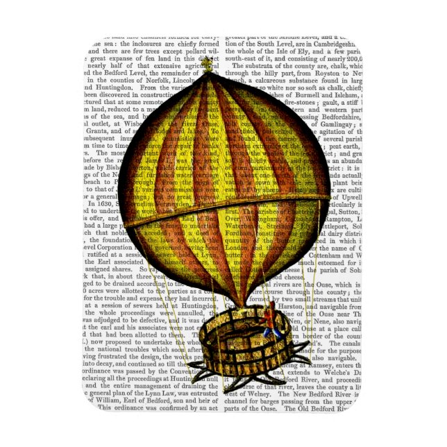 Imán Globo de aire caliente amarillo y rojo (Vertical)