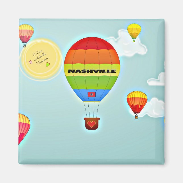Imán Globo de aire caliente colorido de Nashville (Frente)