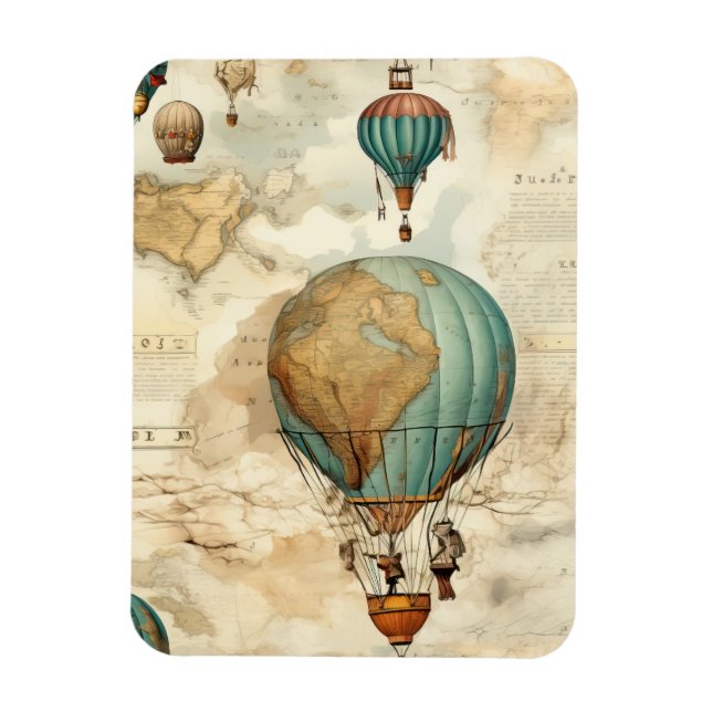 Imán Globo de aire caliente de época en un paisaje sere (Vertical)